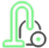A green and black picture of a person holding something